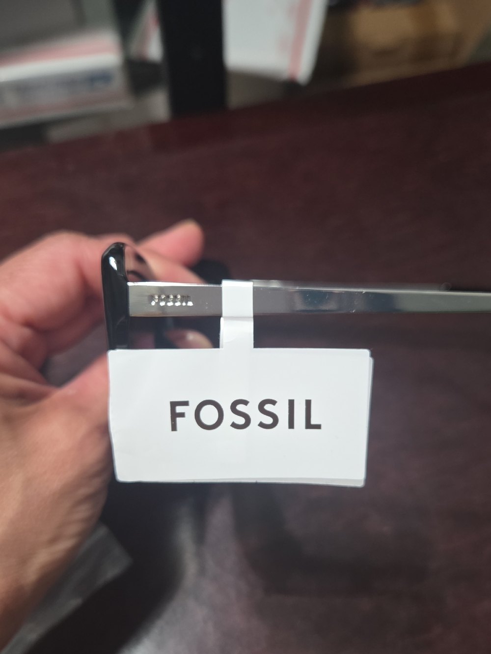 Fossil Black Frame Sunglasses with Silver Temples